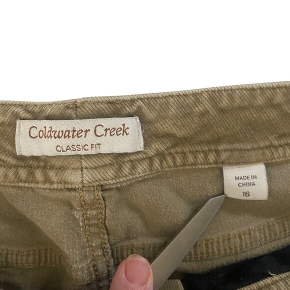 Coldwater Creek Classic Fit Corduroy Pants Womens‎ Size 16 Khaki Tan - Picture 2 of 10